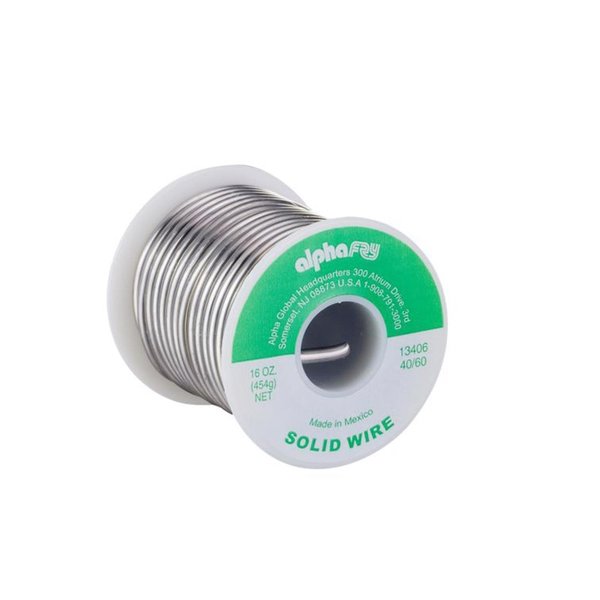 Alpha Metals 16 oz Solid Wire Solder 0.13 in. D Tin/Lead 40/60 1 pc AM13406